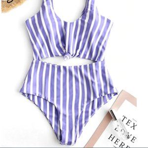 ZAFUL Striped Knotted Monokini Swimsuit